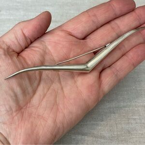 Vintage Sterling Silver Brooch Pin Bird Wings Wide Mid Currently Modernist